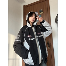 现货港风美式字母印花立领保暖棉服男女潮XZ213-MF08-P128控168，男装棉衣，星座213