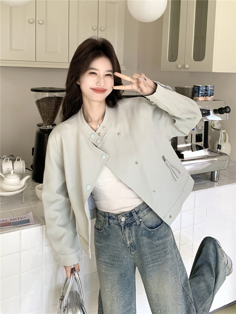 【现货】短款立领夹克外套P145-K238，女装短外套，浙宝128A