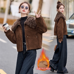 复古毛领短款羽绒服外套女2025冬季新款加厚保暖90白鸭绒内胆夹克图片