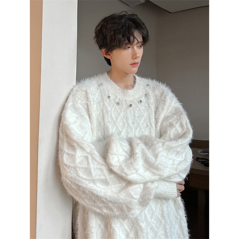 水貂毛毛衣纽花设计感钉珠针织衫毛茸茸套头慵懒风潮MMY285-P62，男装针织衫/毛衣，星座208-5