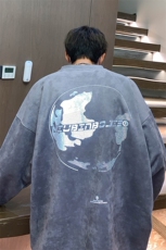 圆领麂皮绒卫衣男宽松反光大码秋冬季印花休闲上衣A071-W03-P60，男装卫衣，电商A071