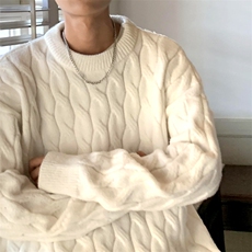 加厚圆领男毛衣复古麻花针织衫宽松打底衫M198-P50，男装T恤，星座1212