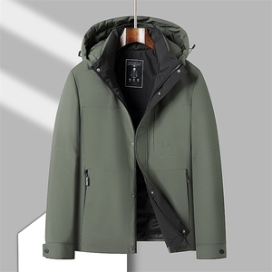 男短款羽绒服冬季保暖爸爸中老年冬装连帽可拆卸外套HO23116-P220图片