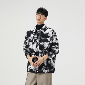可二开定制扎染雾霾小香风面料大码M-5XL夹克男JK78082P79控128图片