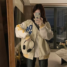 W1030-P55潮牌刺绣字母棒球服外套2025春秋季新款美式情侣，男装T恤，电商B323A