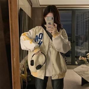 W1030-P55 潮牌刺绣字母棒球服外套2025春秋季新款美式情侣图片
