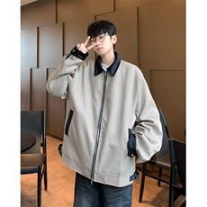 美式拼色千鸟格早秋外套男短款设计高级感双拉链翻领夹克C8881，男装夹克，星座1116A-1（原606A）