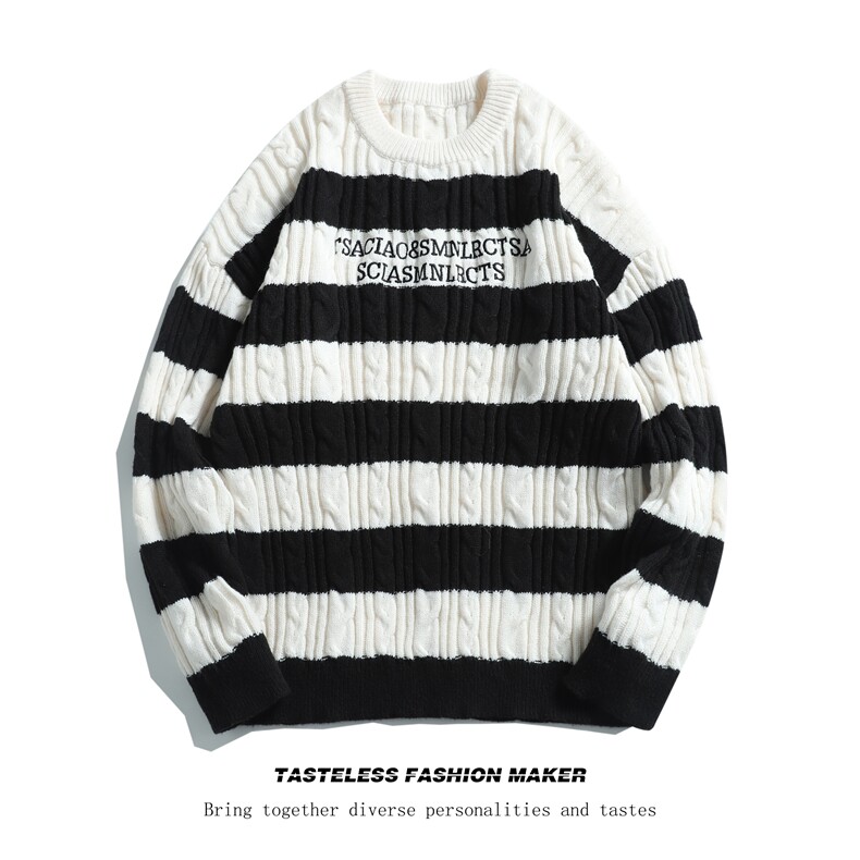 秋冬情侣款新款针织衫圆领毛衣男装港风宽松外套X5581-P75限98,男装针织衫/毛衣,电商A061-1