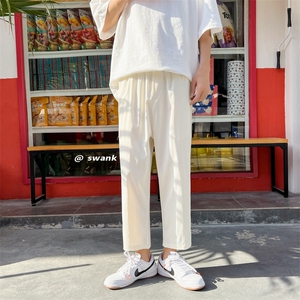 男夏季新款港风宽松冰丝坠感九分裤简约舒适西裤K302*P35控48图片