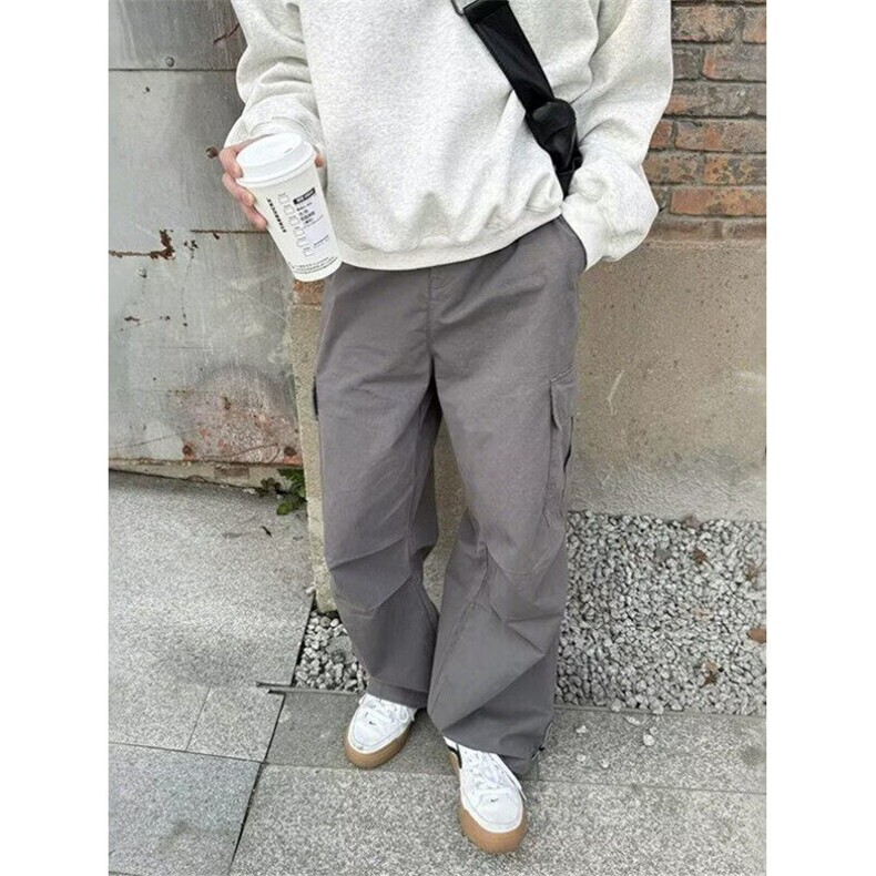 口袋伞兵裤工装裤春秋季男生2025新款宽松长裤子简约休闲K11,男装工装外套,星座1116A（原606A-3）
