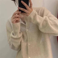 秋冬新款纯色针织开衫单排扣时尚百搭，女装羊绒衫，鹿一羊绒