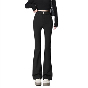 显腿长～春款弹力高腰小黑裤塑性显瘦马蹄裤微喇裤大码新款，女装休闲裤，云美莎专业女裤-全店现货