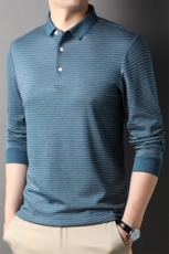 ATMS22819钱塘2020-3中年男士春秋新款百搭简约条纹T恤P62，男装T恤，钱塘207-3