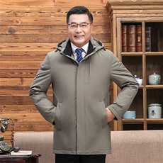 中老年羽绒服男爸爸装可拆卸内胆活里活面加厚冬季大码中长款外套，男装羽绒服，电商B212（原钱塘6029）