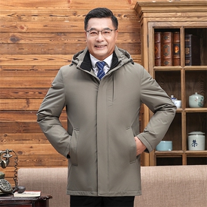 中老年羽绒服男爸爸装可拆卸内胆活里活面加厚冬季大码中长款外套图片