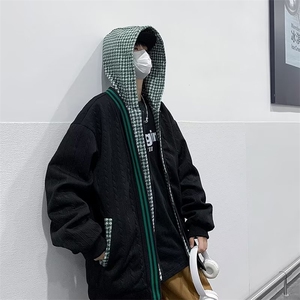 假两件外套男秋冬美式潮牌宽松休闲上衣设计感连帽夹克JK736-p60图片