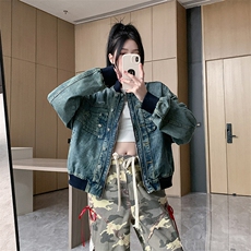 水洗复古美式牛仔外套女高街潮牌宽松情侣休闲宽松百搭NZ057-P98，男装工装外套，星座911-3