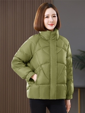 现货绣花羽绒服冬季厚实保暖中长款修身显瘦洋气减龄妈妈羽绒服，女装羽绒服，木橙西子