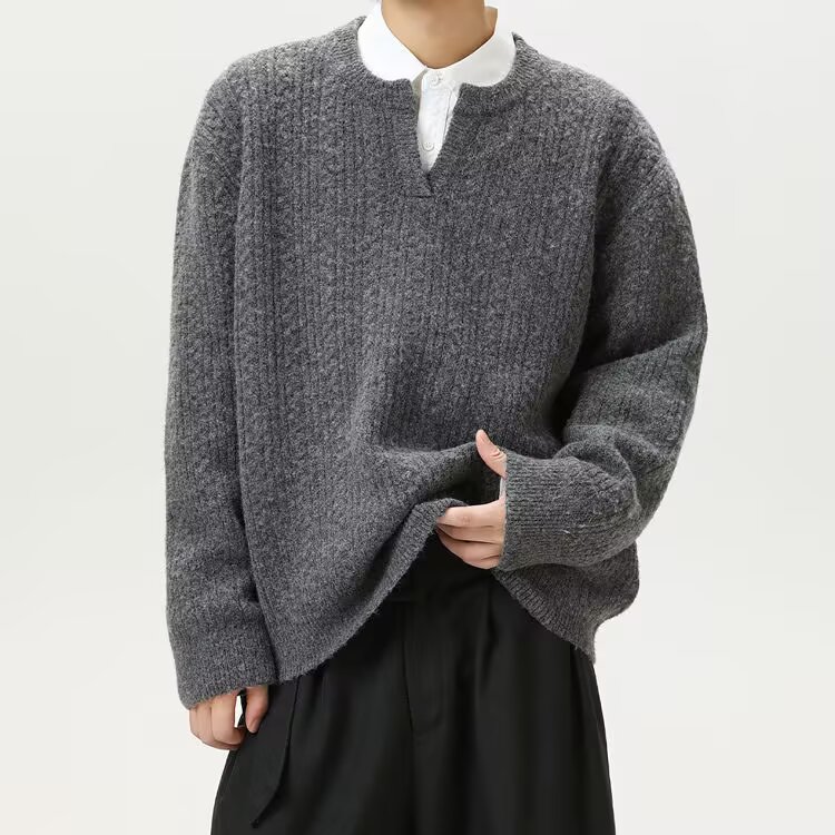 W10788-P58 网图现货 美式v领cleanfit毛衣高级感简约休闲针织衫图片