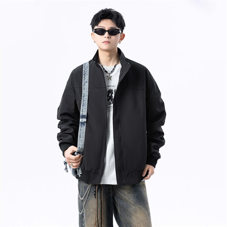 港风美式日系褶皱设计感立领夹克外套男潮XZ213-JK1234-P88控108,男装夹克,星座213