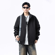 港风美式日系褶皱设计感立领夹克外套男潮XZ213-JK1234-P88控108，男装夹克，星座213