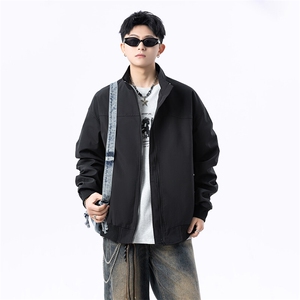 港风美式日系褶皱设计感立领夹克外套男潮 XZ213-JK1234-P88控108图片
