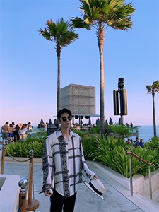 夏季新款薄男衬衣个性印花衬衫A图片
