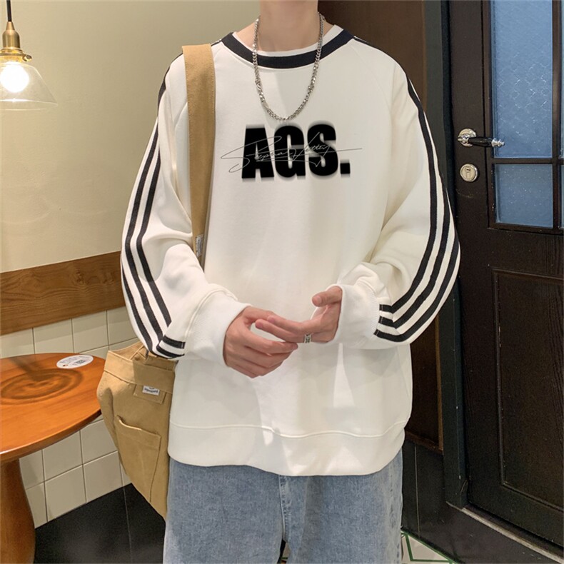 美式三杠条纹复圆领卫衣秋冬男女宽松长袖SW2475-P45控6850棉,男装卫衣,电商B370