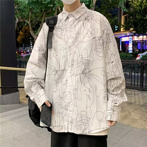 秋季时尚印花男士长袖衬衫日系个性设计外套 GC02 P32图片