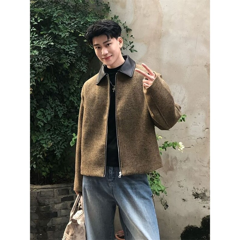 短款卡其色痞帅夹克男款春季cleanfit痞帅外套美式底特律工装上衣,男装夹克,星座506A