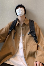 秋款港风咖啡厅小方格纯色衬衫A247-S90P45控68，男装衬衫，电商A247