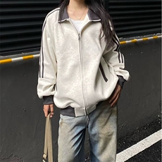 抖音得物高品质26春装美式高街重磅结构拼接织带立领卫衣外套CM42，女装短外套，电商A486