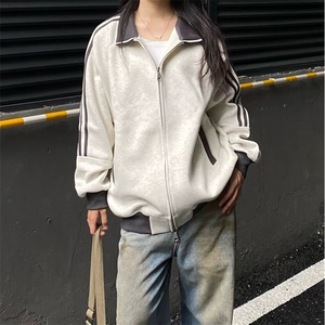 抖音得物高品质26春装美式高街重磅结构拼接织带立领卫衣外套CM42图片