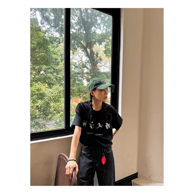 夏季美式潮牌时尚休闲夏天好看舒适重磅纯棉短袖T恤男士上衣,男装T恤,四季星座505