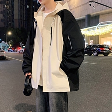 港风拼接上衣夹克宽松落肩拼色冲锋衣外套JK839P75，男装夹克，星座1204-3