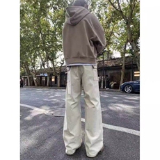 微喇工装裤男款春秋宽松褶皱休闲裤子潮牌美式高街阔腿裤NG107，男装工装外套，星座1116A（原606A-3）