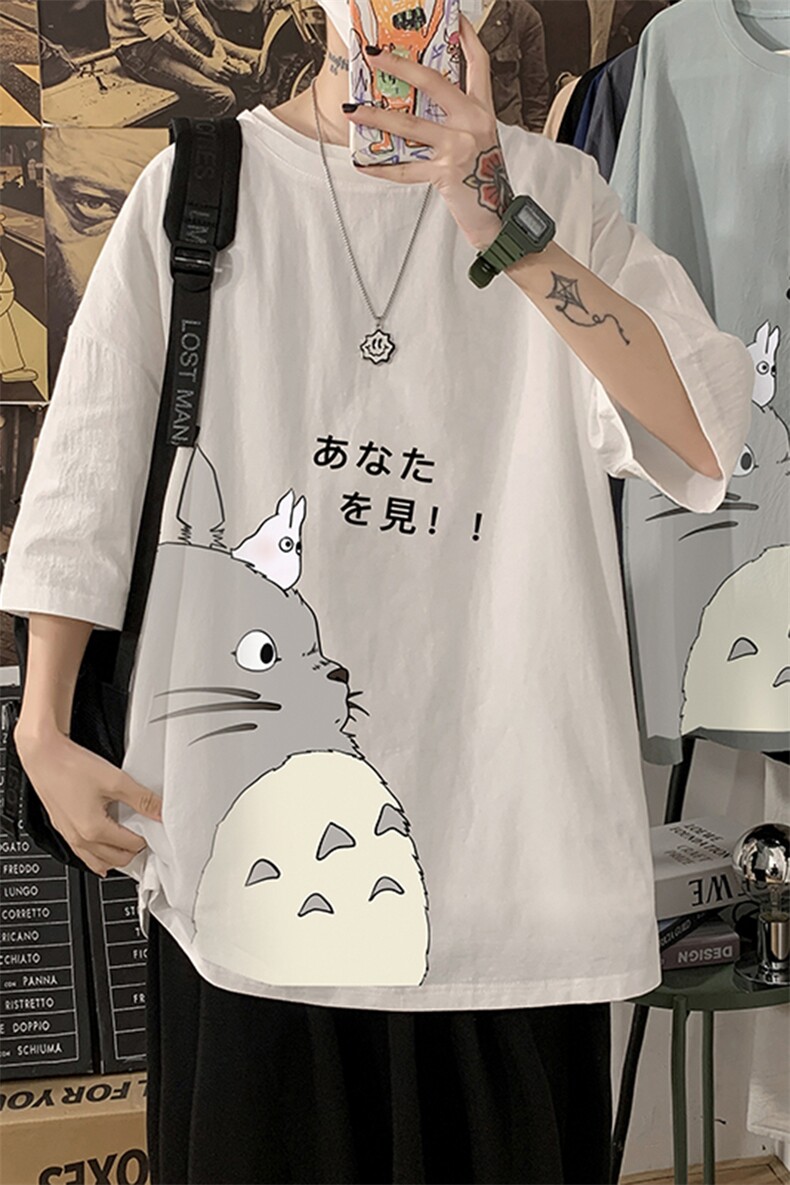 YT26150-P30 亚麻短袖t恤男大码五分袖男宽松七分袖 海报风图片