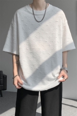 T10123-特批30控68小众提花肌理感高质量大码男百搭圆领短袖T恤，男装T恤，电商A059