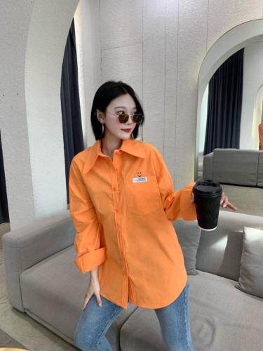 春季新款印花前后笑脸衬衫，女装衬衫，爱娜.悦儿