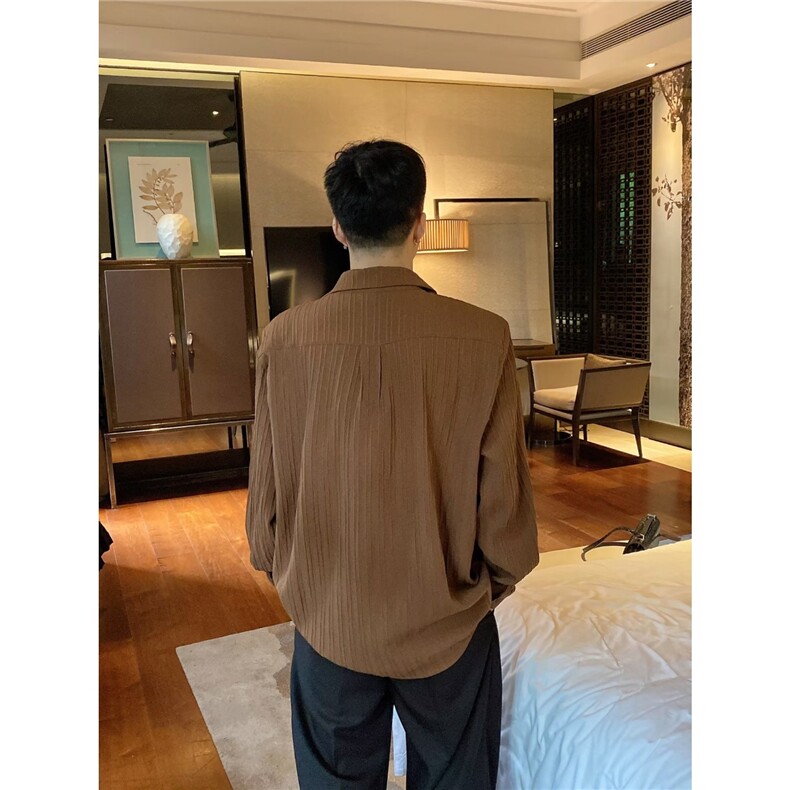 韩版高级感棉麻感衬衫男士长袖春夏季薄款休闲宽松亚麻衬衣外套潮,男装衬衫,星座506A