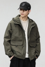 新款连帽工装休闲外套男宽松百搭潮流时尚夹克痞帅上衣61019-P105，男装夹克，电商D215