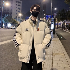 情侣冬装港风织带棉服刺绣logo棉衣休闲加厚外套男G1105P118，男装棉衣，电商A339