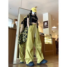 阔腿休闲裤男女韩版潮流褶皱帅宽松2024秋季新款ins长裤K5662-P43，男装休闲裤，星座412-3