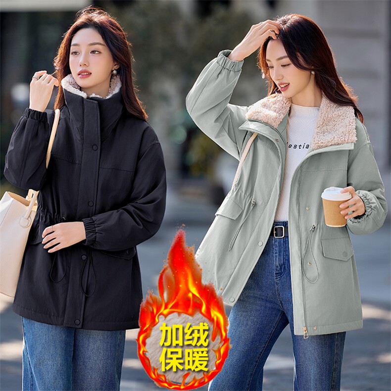 现货秒发2025冬装新款韩版休闲加厚保暖大翻领派克服棉衣棉服外套,女装派克服,星宇服饰