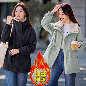 现货秒发2025冬装新款韩版休闲加厚保暖大翻领派克服棉衣棉服外套图片