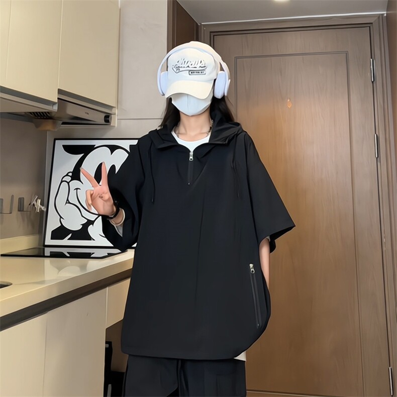 量大优供视频泡泡纱夏款连帽短袖t恤男CP73-特p35,男装T恤,电商B371