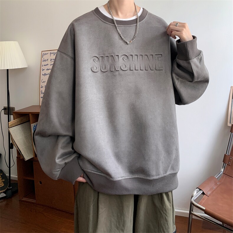 早秋！2024秋冬新款男士麂皮绒圆领卫衣钢印长袖WYJP01特P38控58,男装卫衣,电商B220