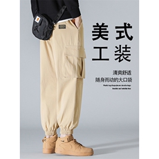 工装裤男士休闲裤春秋季宽松长裤子束脚2023夏季1279-特批40，男装休闲裤，星座718-1