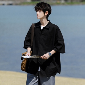 8XL-M亚麻短袖衬衫男夏薄款宽松休闲百搭大码半袖衬衣DC28002P50图片