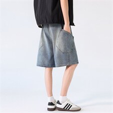 新款港风牛仔中裤男宽松直筒工装裤美式复古XZ201-K508P45，男装工装外套，星座201